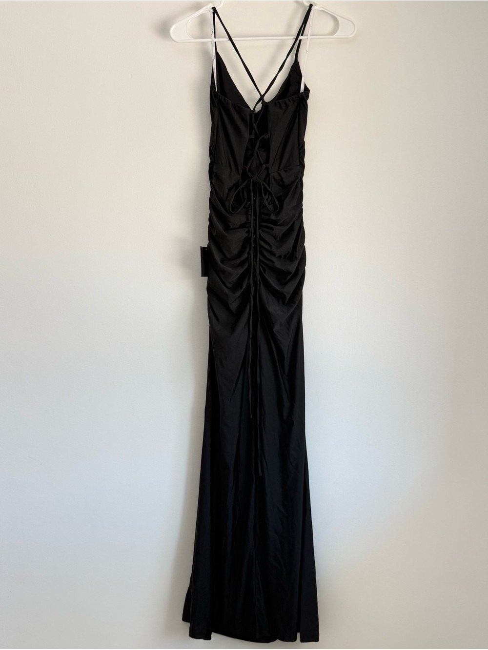 NWT Lulus Elese Black Slinky Knit Lace-Up Mermaid Maxi Dress Size Small - Picture 7 of 9